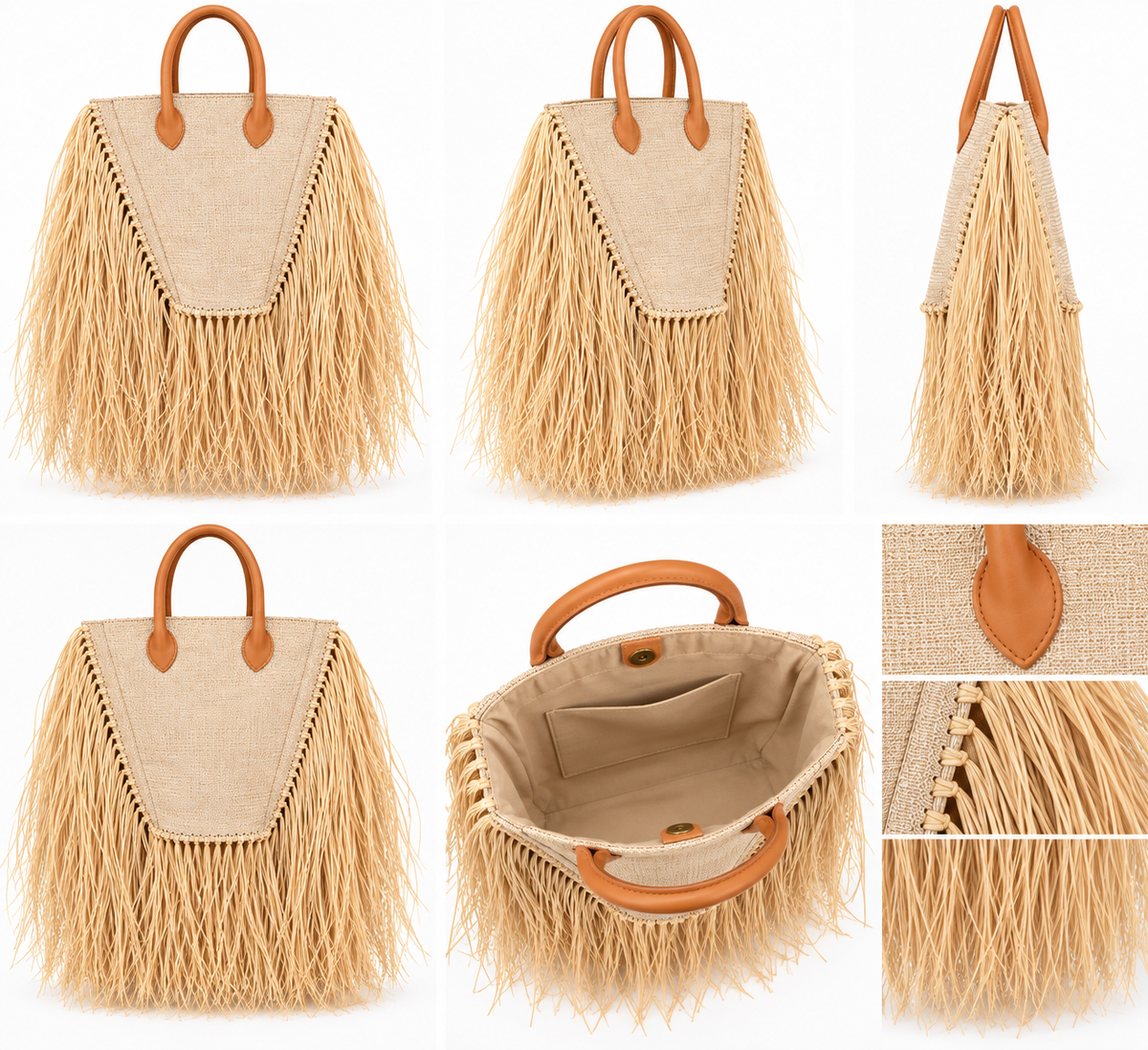 Boho Luxe Raffia Fringe Tote Bag | Statement Handbag