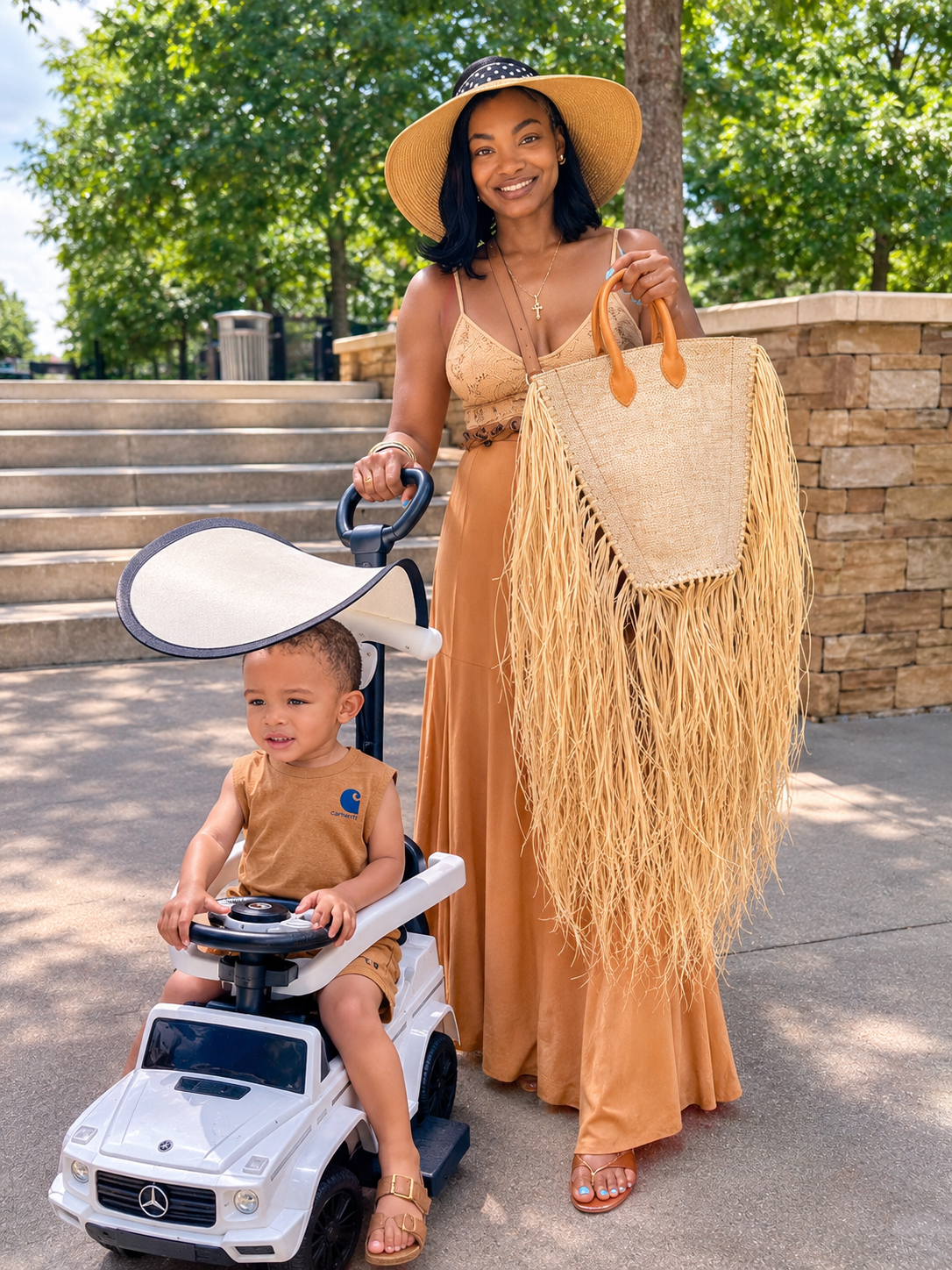 Boho Luxe Raffia Fringe Tote Bag | Statement Handbag